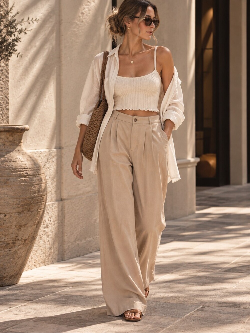 REFORMATION New Women Pants Wide Leg Beige HighRise Pleated USA Made 12 Trousers